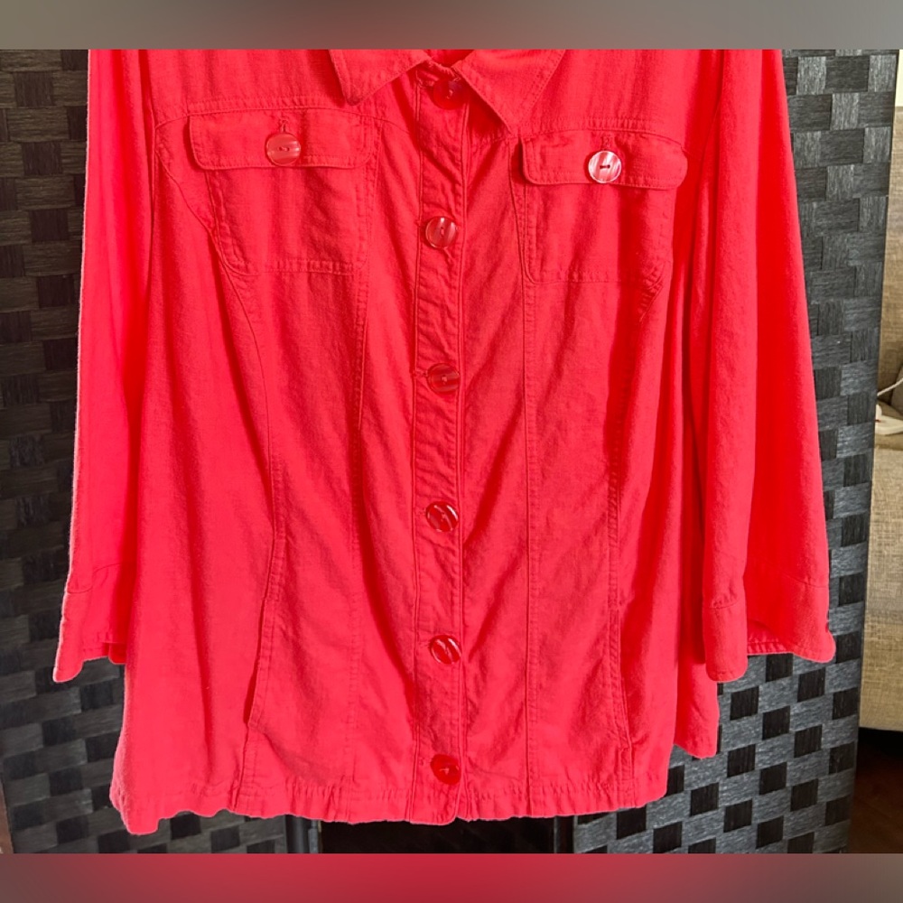 CJ Banks 3X Linen/Rayon 3/4 Sleeve Jacket